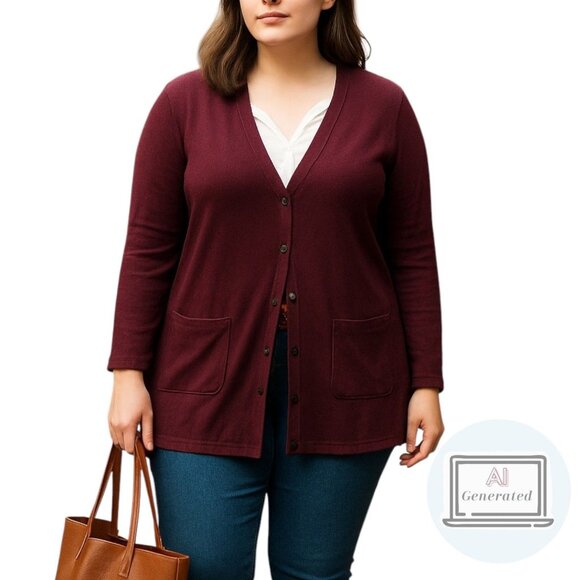 J Jill Women Cardigan Sweater V Neck Button Purple Cotton Rayon Knit Size L - Picture 1 of 14